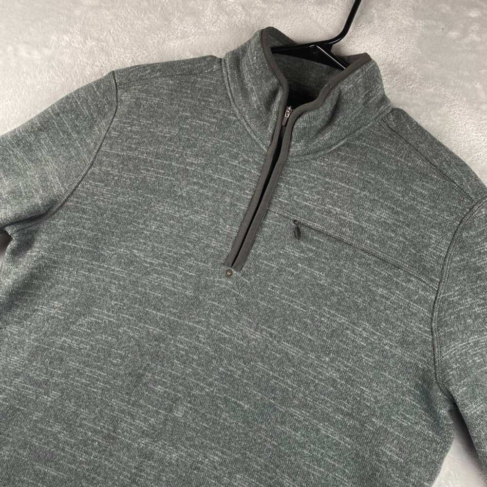 Prana Sweater Mens Large Gray 1/4 Zip Pullover Bryce Knit Fleece Sweatshirt